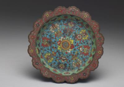 图片[2]-Copper dish with cloisonne enamel decor, Qing dynasty (1644-1911)-China Archive